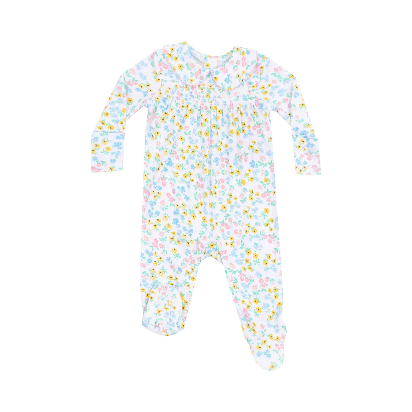 Smocked Peter Pan Footie, Caroline's Calico