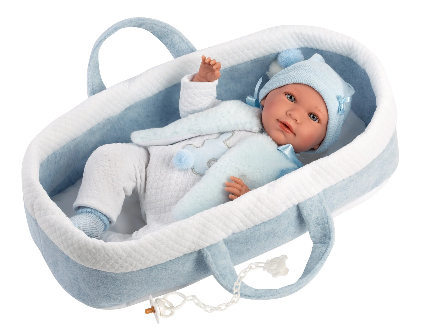 Tristan 16.5" Articulated Soft Body Doll w/Carrycot