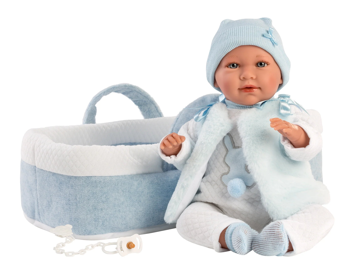 Tristan 16.5" Articulated Soft Body Doll w/Carrycot