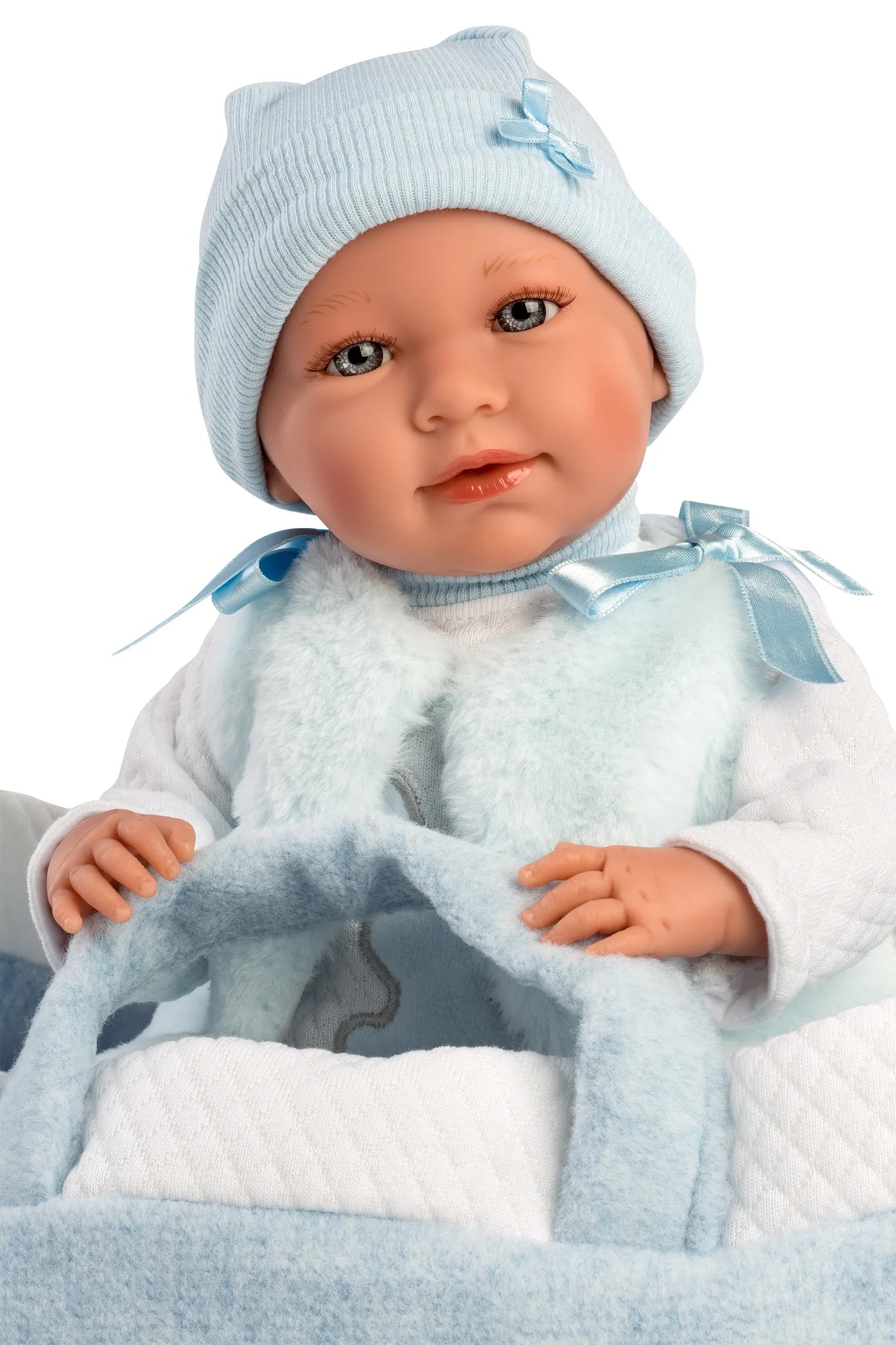 Tristan 16.5" Articulated Soft Body Doll w/Carrycot