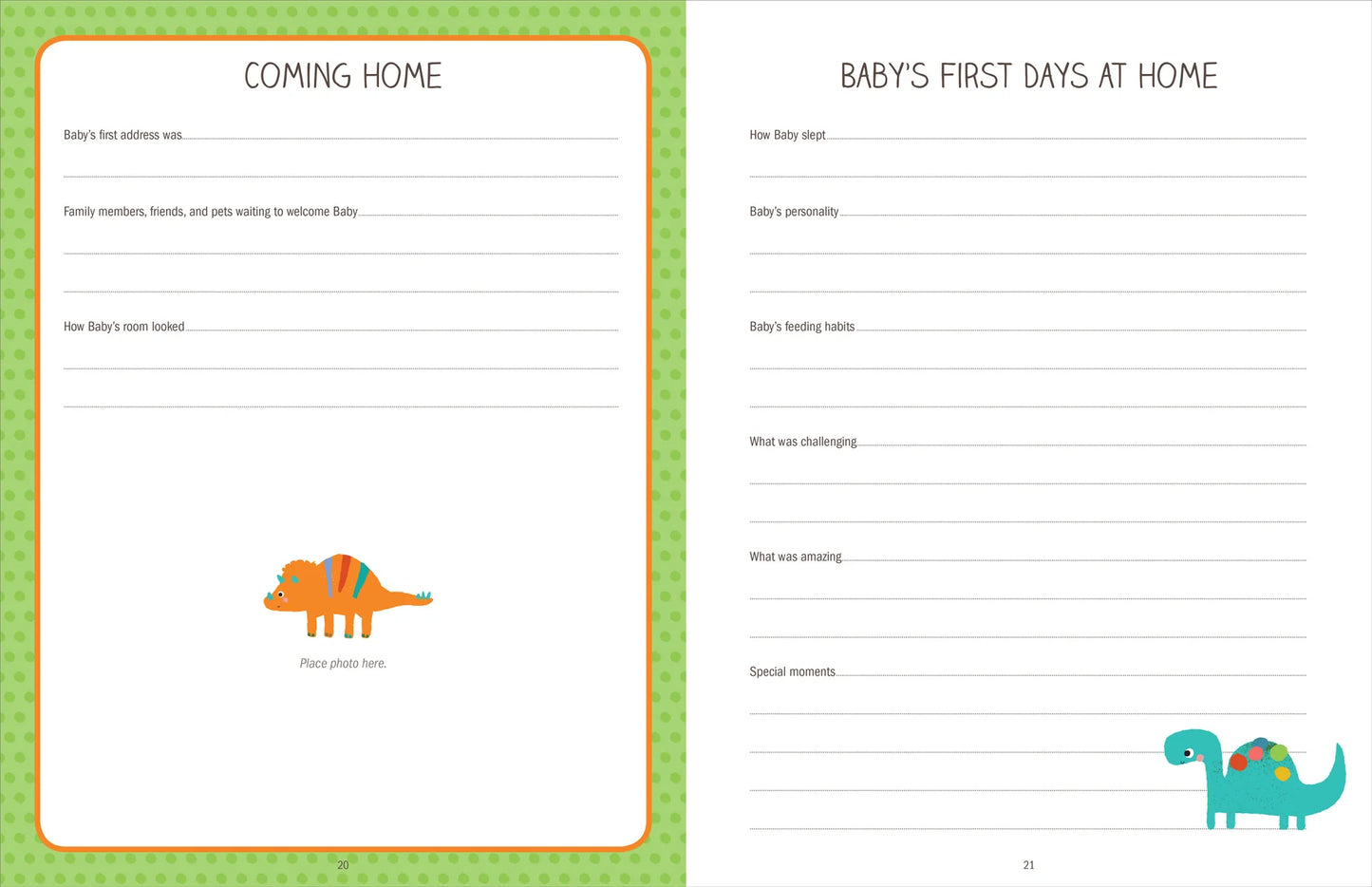 Baby Book, First 5 Years, Dinosaurs