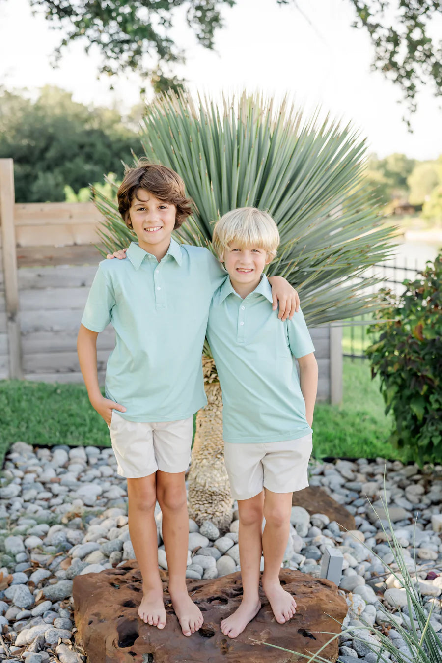 Will Performance Polo, Green & White Stripes