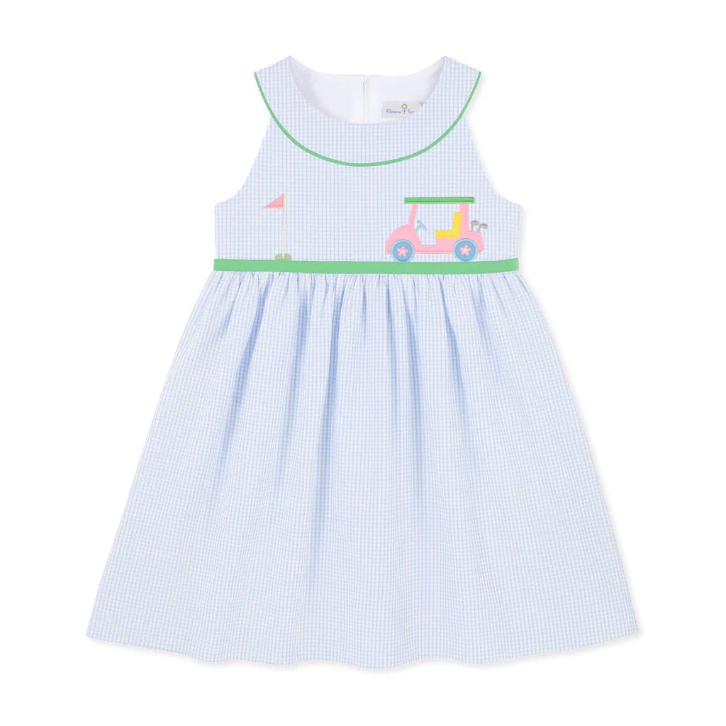 Check Seersucker Dress w/Golf Cart