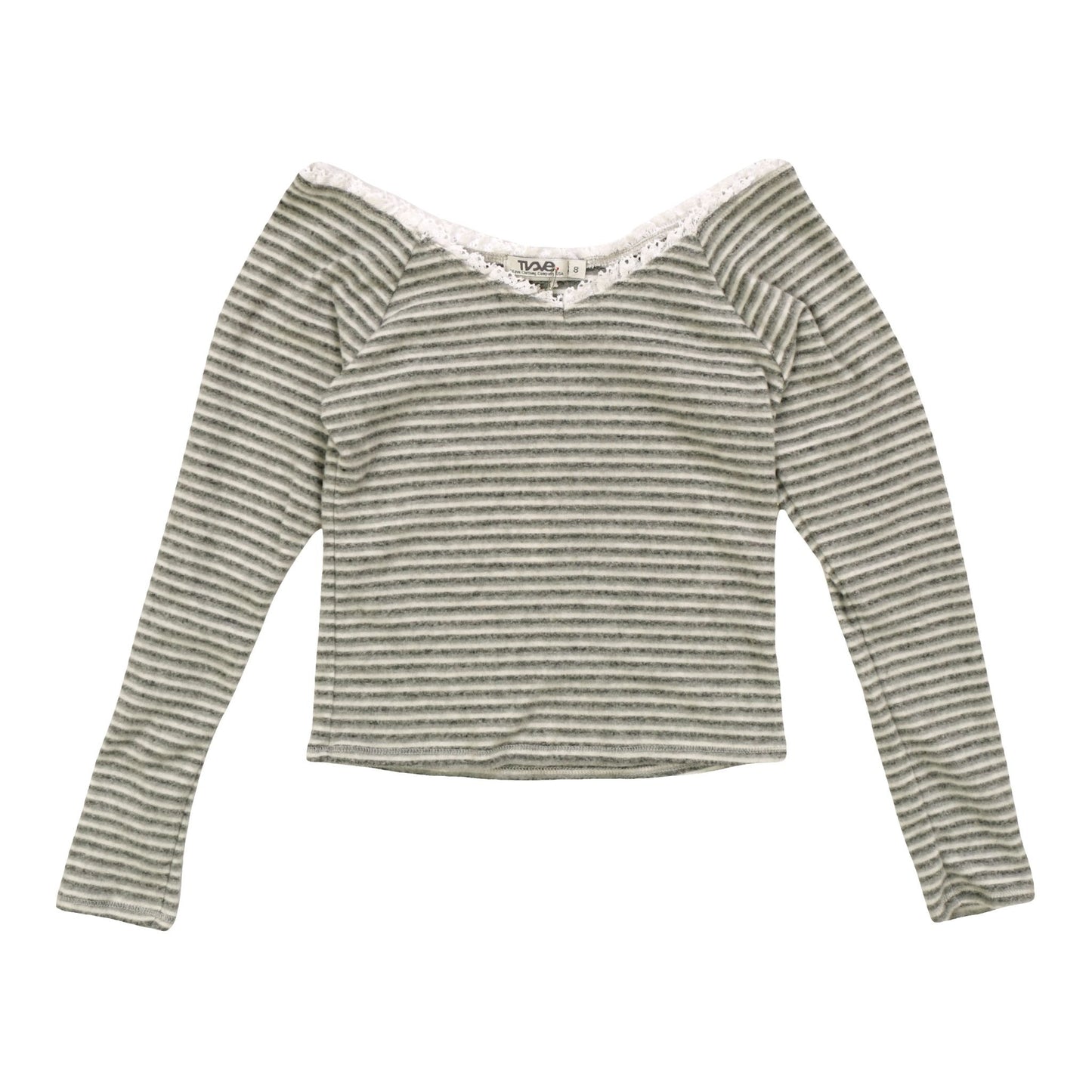 L/S V-Neck Top, Stripe