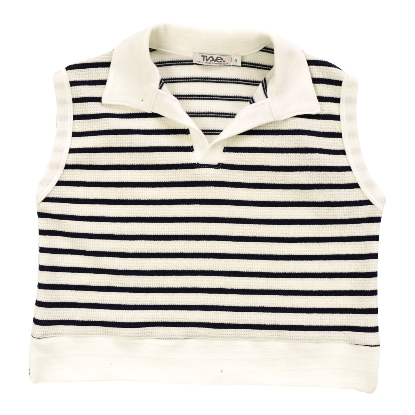 Sleeveless Collared Top, Stripe