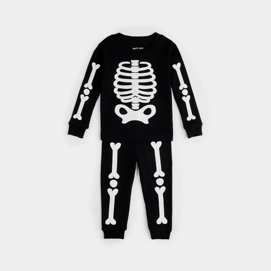 Skeletons Glow in the Dark L/S Pajamas, Black