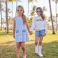 Crystal Heart Denim Bow Dress
