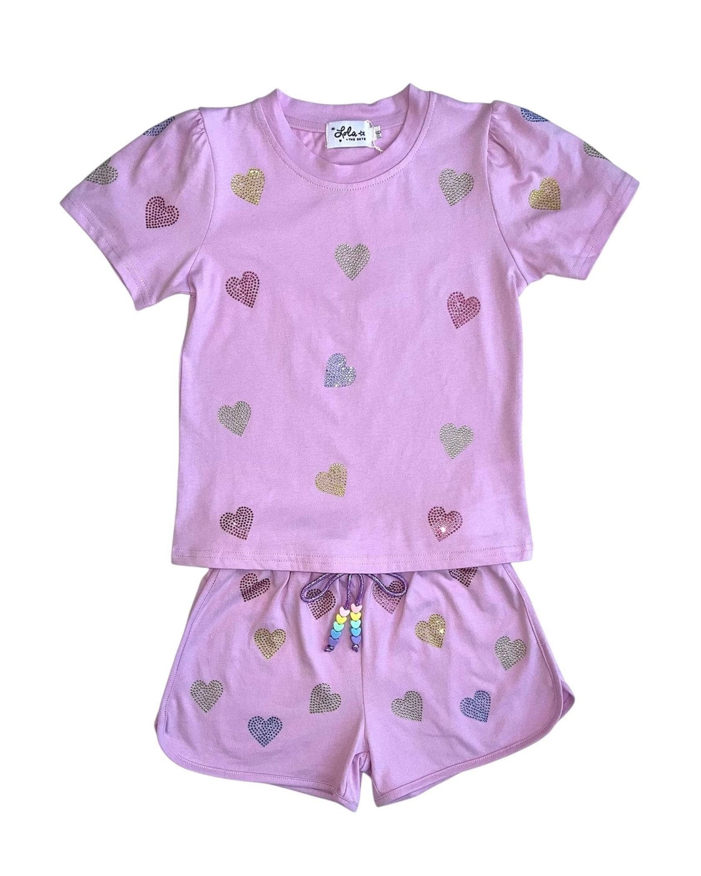 Crystal Hearts Shorts Set, Lavender
