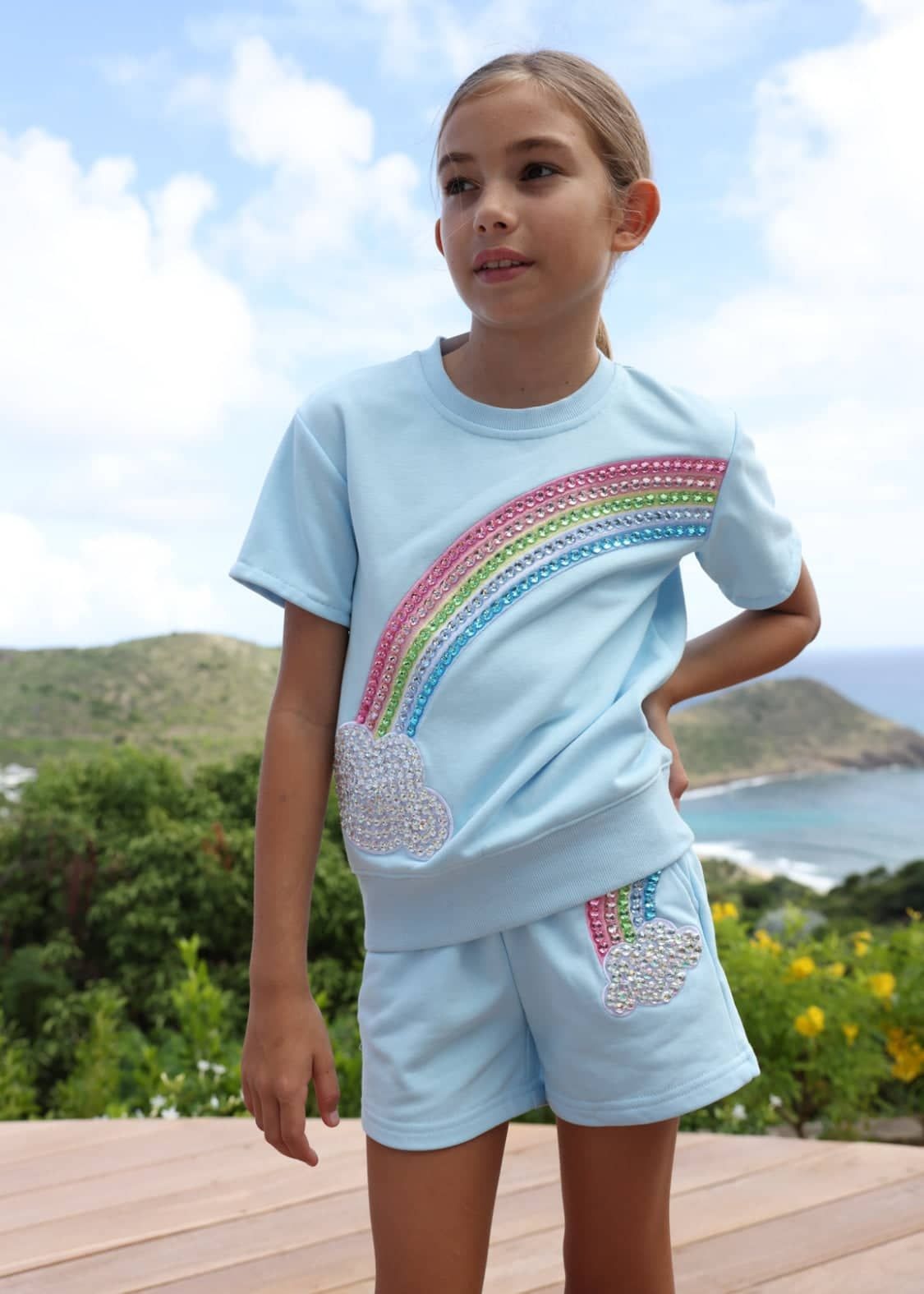 Crystal Rainbow Sky Shorts Set