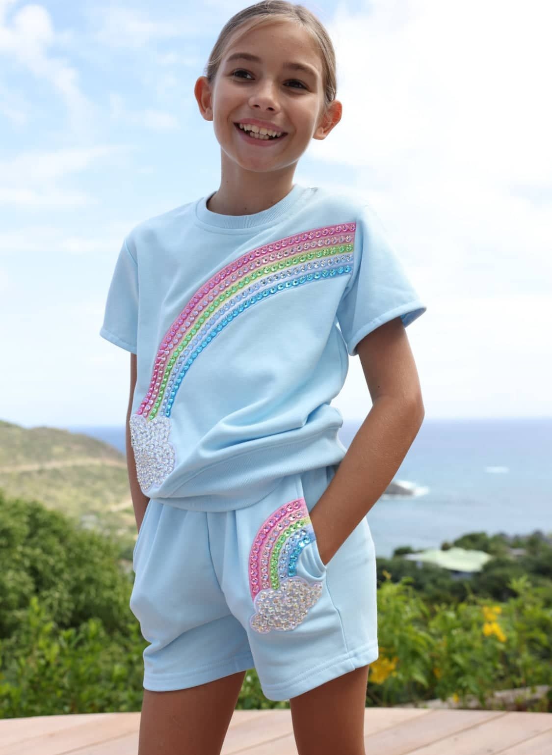 Crystal Rainbow Sky Shorts Set