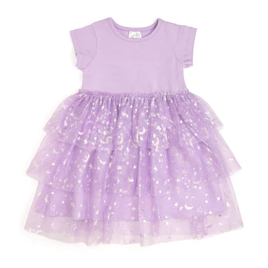 Lilac Star and Moon Halloween S/S Tutu Dress