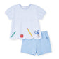 Girls Knit Short Set w/School Supplies