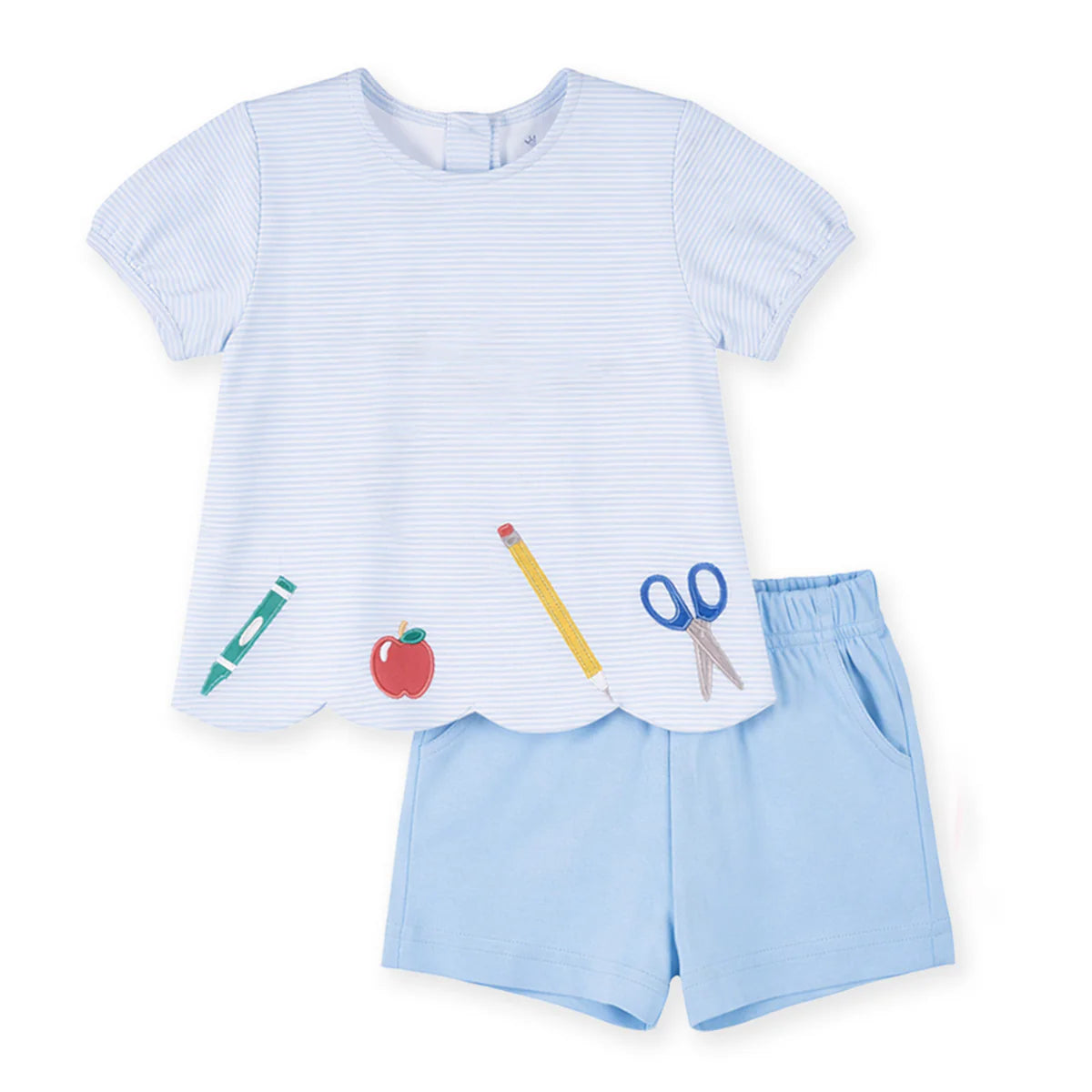 Girls Knit Short Set w/School Supplies