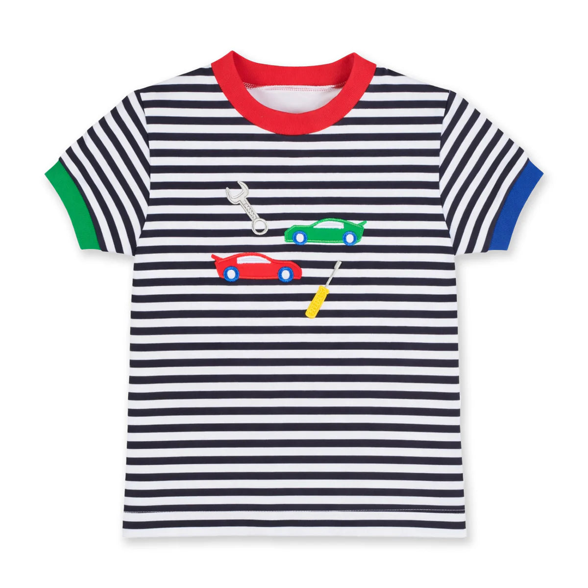 Stripe Knit T-Shirt w/Cars & Tools