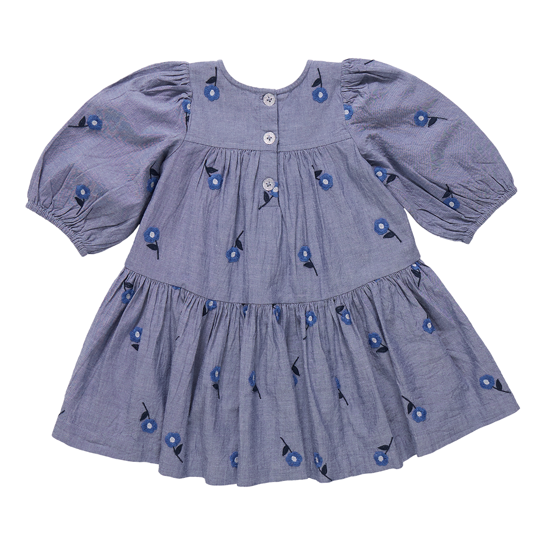 Fiona Dress, Blue Blossom Embroidery