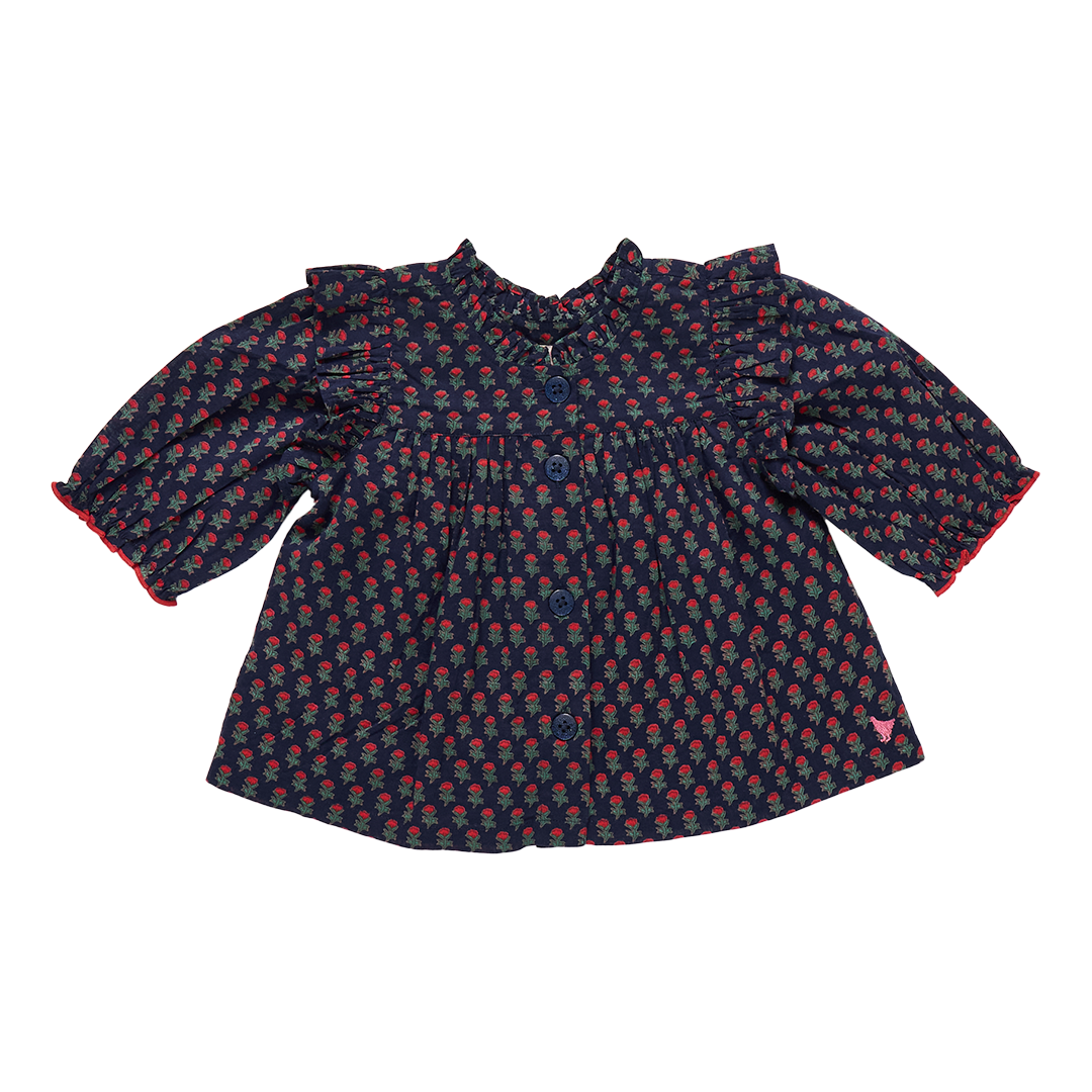 Kalani Button Up Top, Navy Carnation