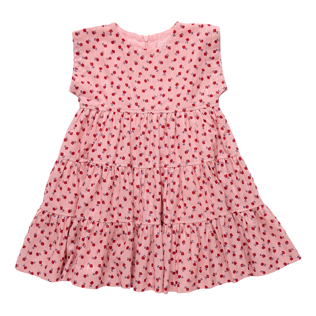 Peachy Dress, Pink Tiny Roses
