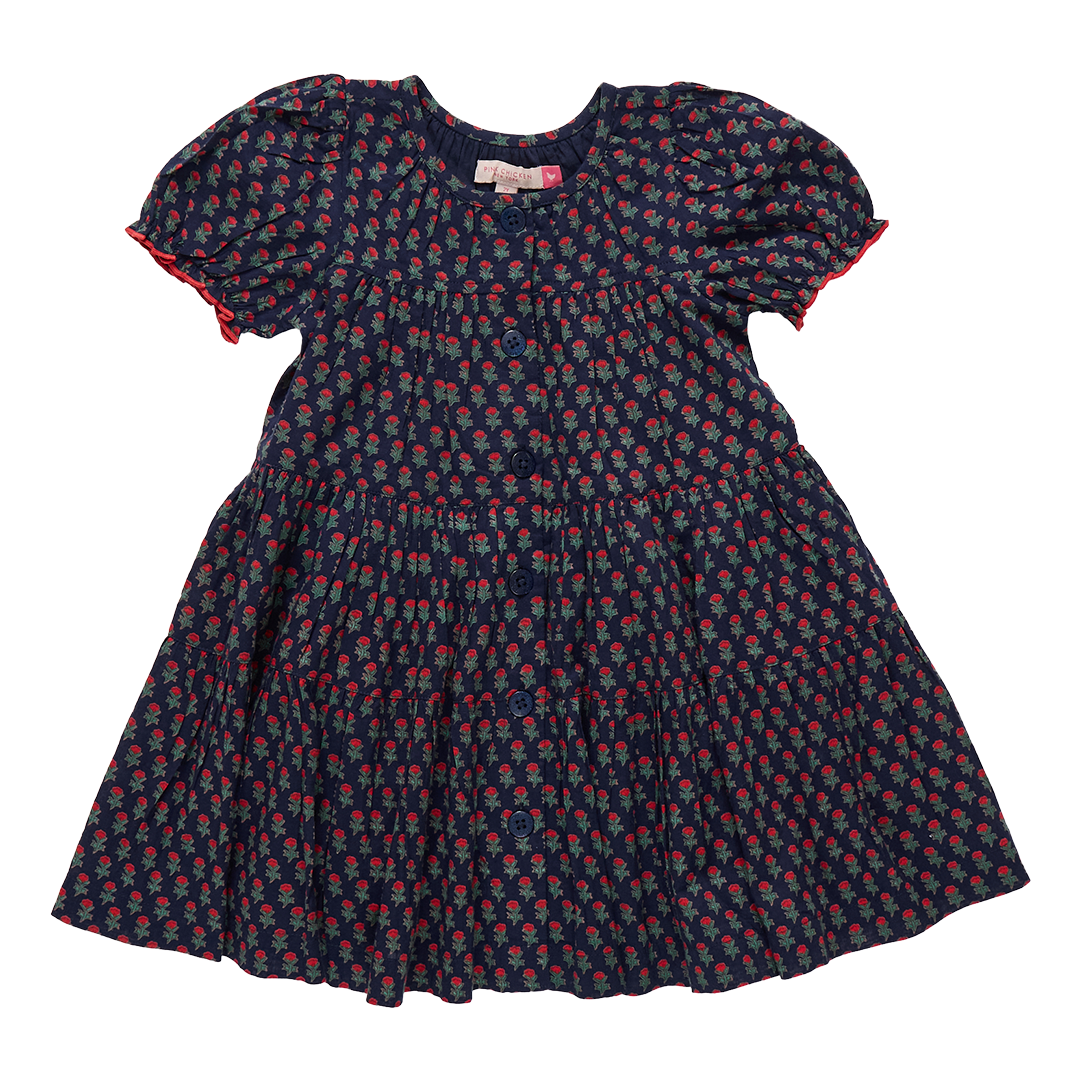 Elizabeth Dress, Navy Carnation