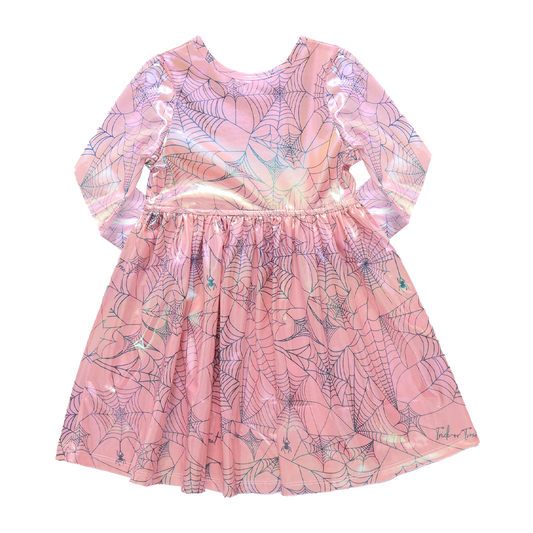 Lame Steph Dress, Pink Spider Web