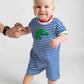 Stripe Knit Shortall w/Lizard