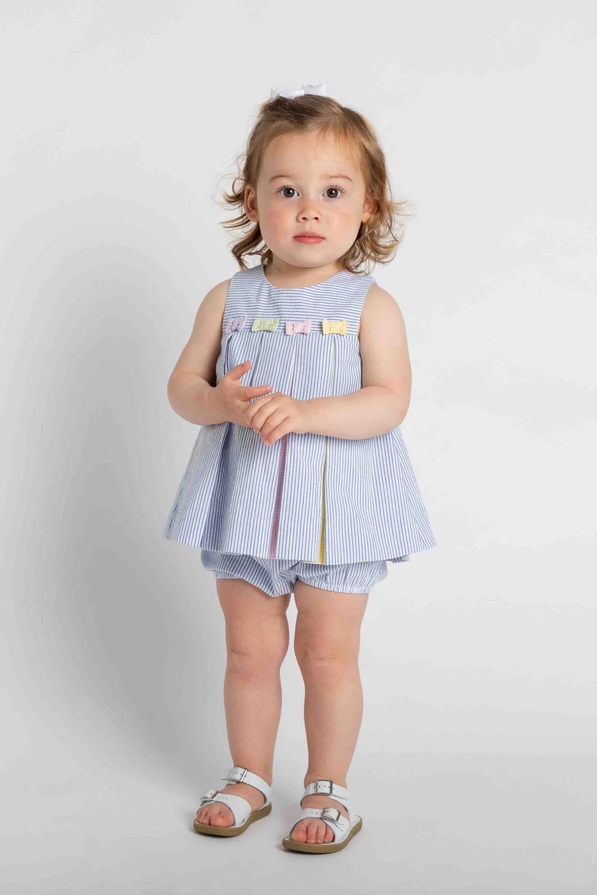 Multicolor Seersucker Dress and Bloomer