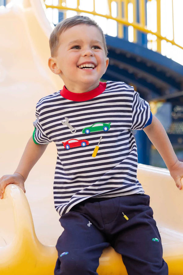 Stripe Knit T-Shirt w/Cars & Tools