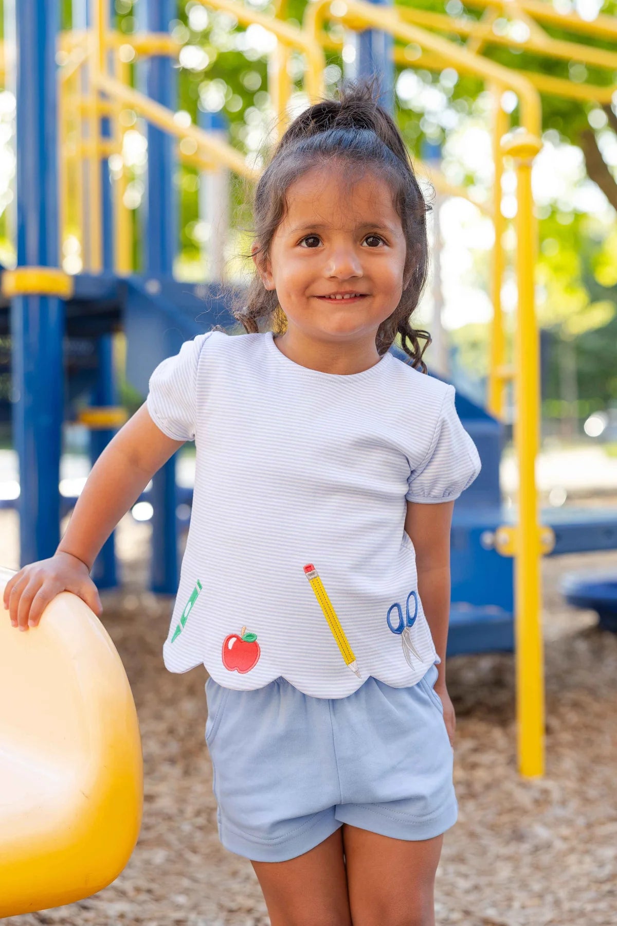 Girls Knit Short Set w/School Supplies