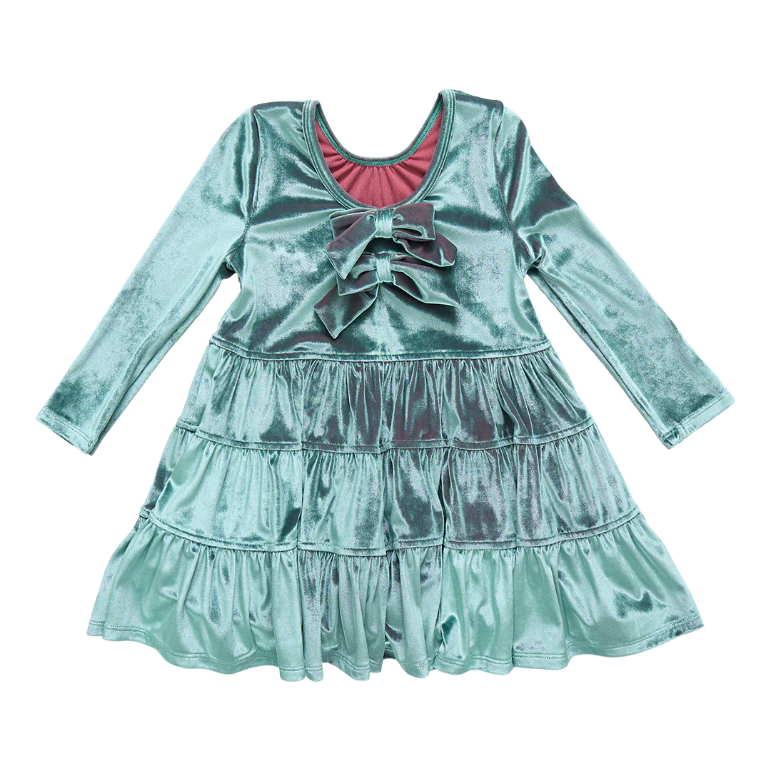 Pearl Dress, Teal Velour