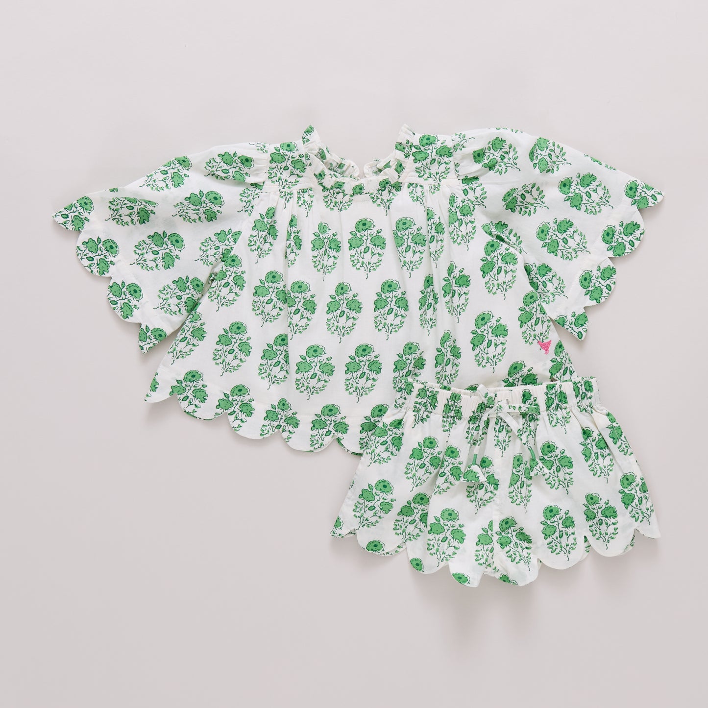 Misha Scallop 2-Piece Set, Green Strawflower