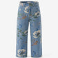 Wide Leg Jean, Floral Denim