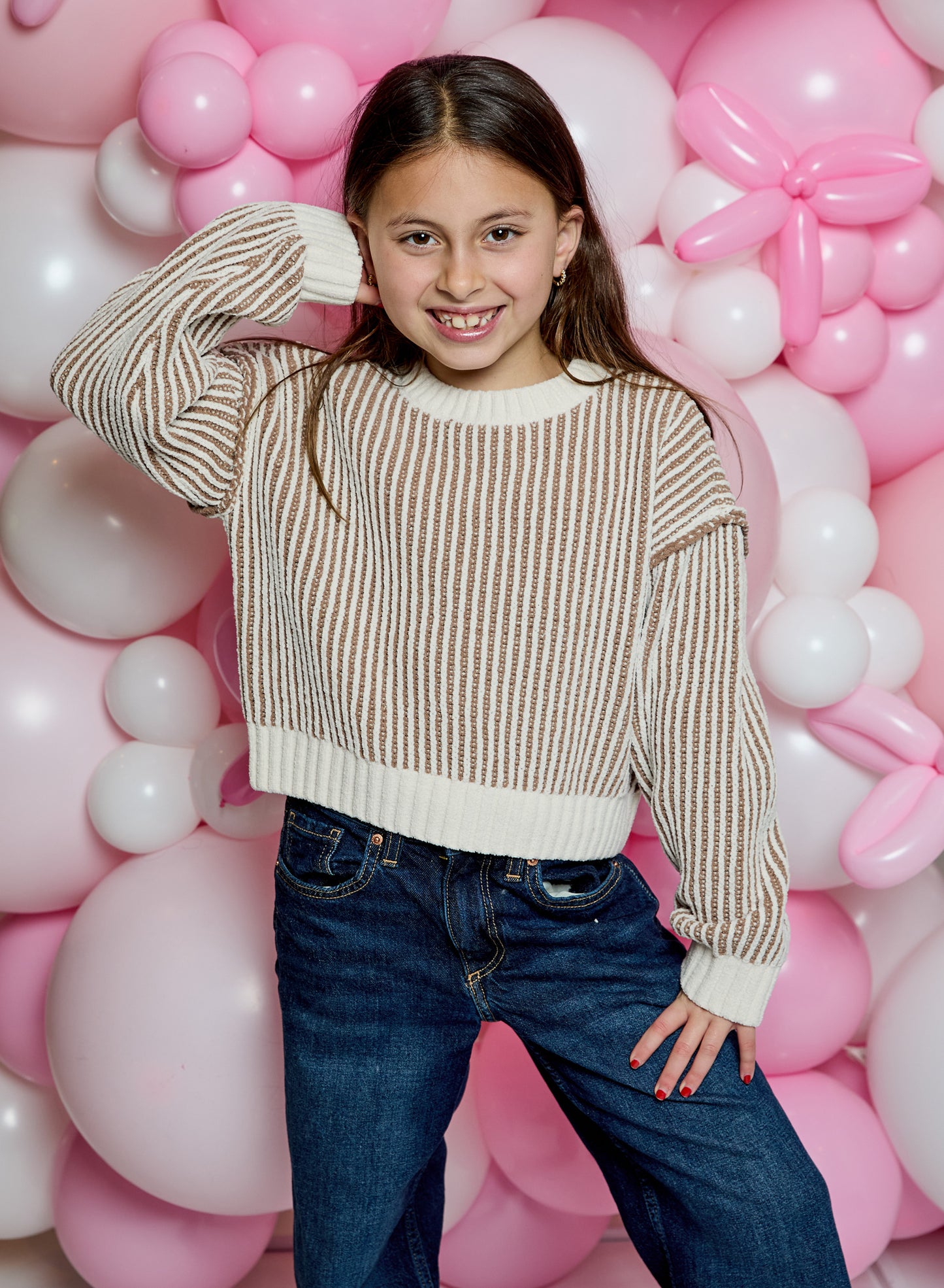 Knit Sweater, Tan/Cream
