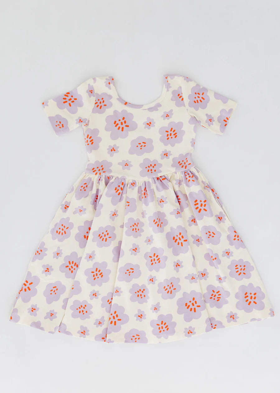 S/S Twirl Dress, Lavender Blooms