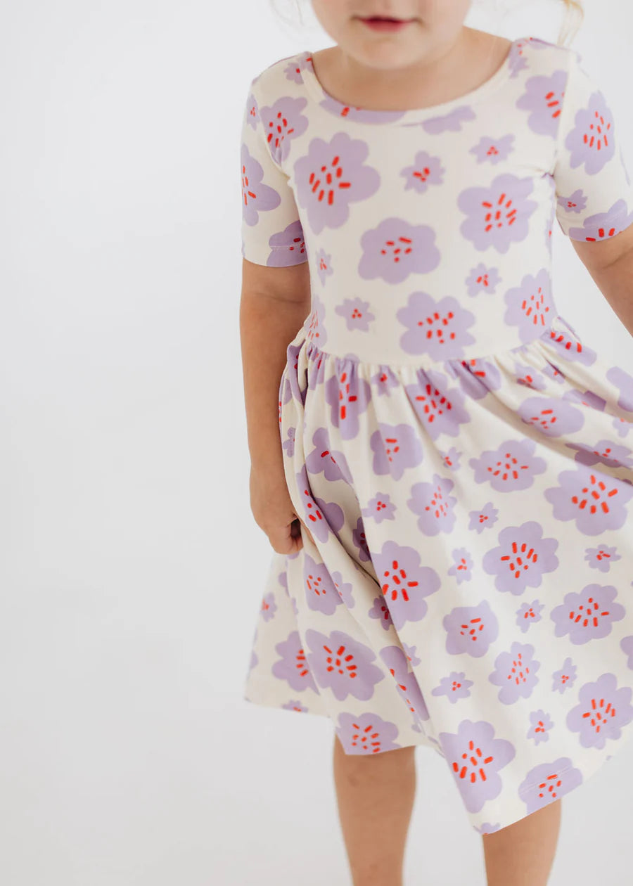 S/S Twirl Dress, Lavender Blooms