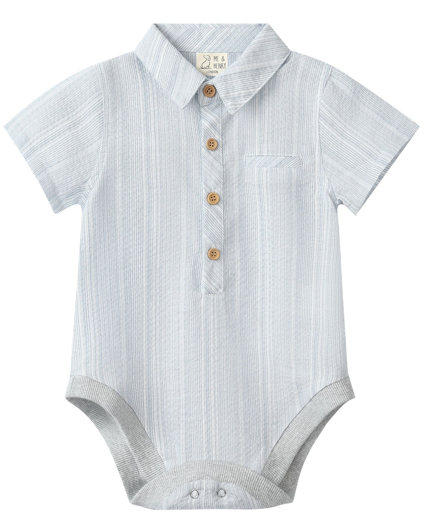 Helford Woven Onesie, Chambray Stripe