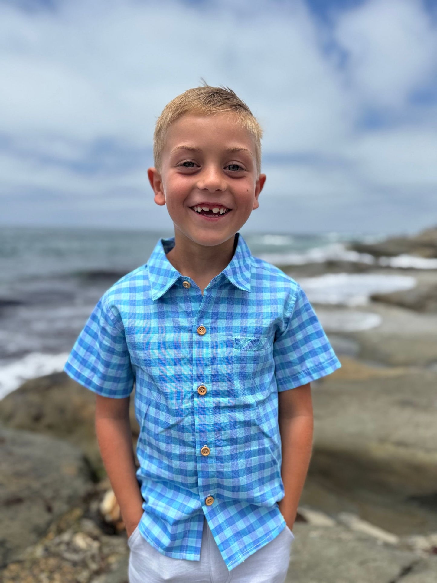 Newport Woven Shirt, Blue/Turquoise Plaid