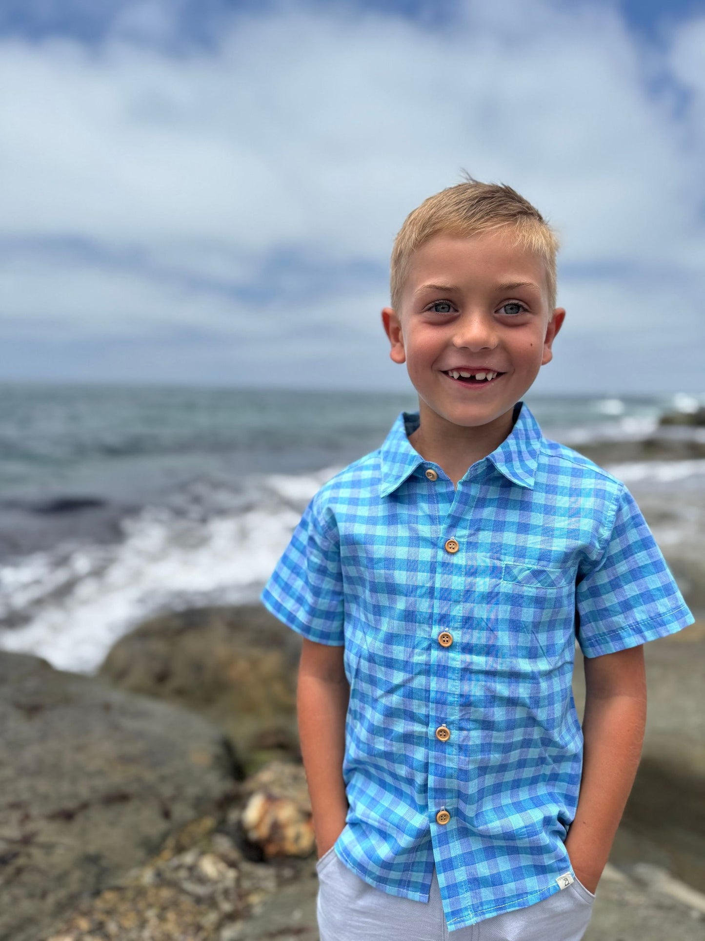 Newport Woven Shirt, Blue/Turquoise Plaid