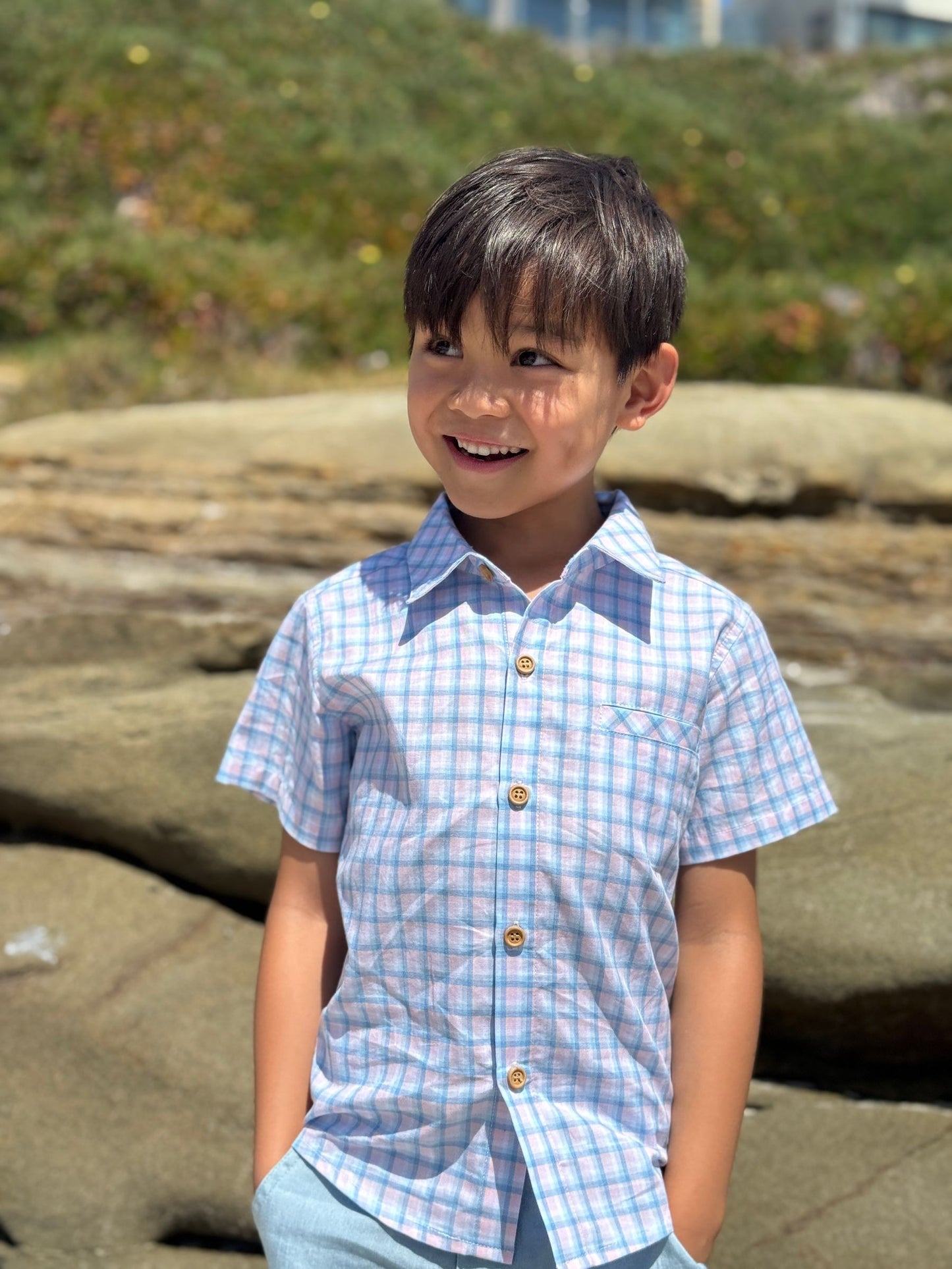 Newport Woven Shirt, Pink/Blue Plaid