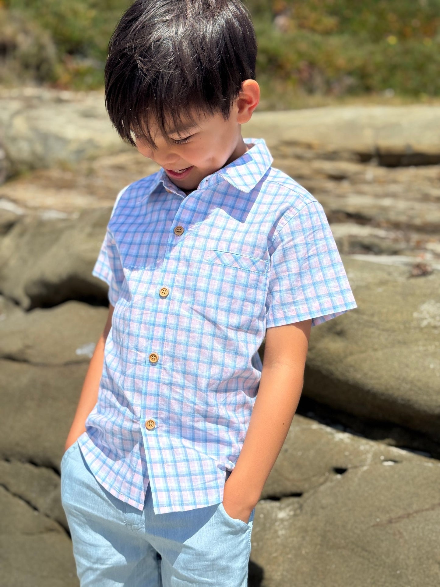 Newport Woven Shirt, Pink/Blue Plaid