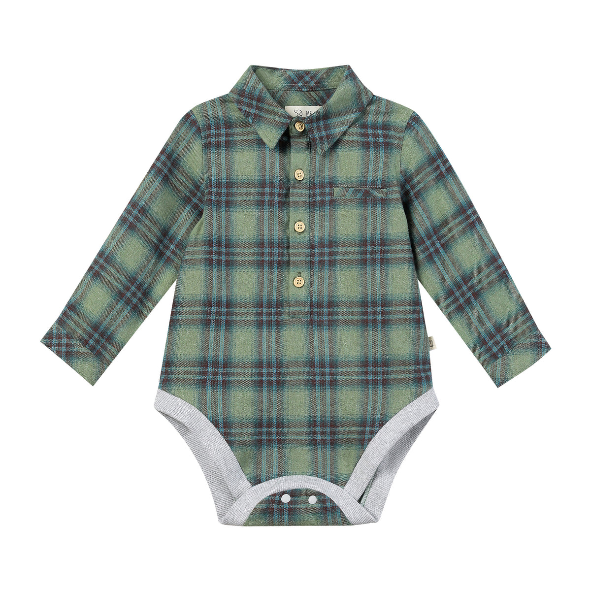 Woven Onesie and Shirt, Green/Teal Plaid