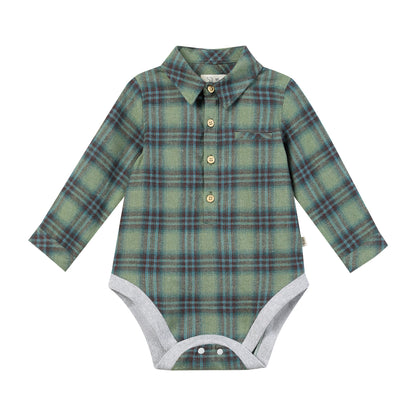 Woven Onesie and Shirt, Green/Teal Plaid