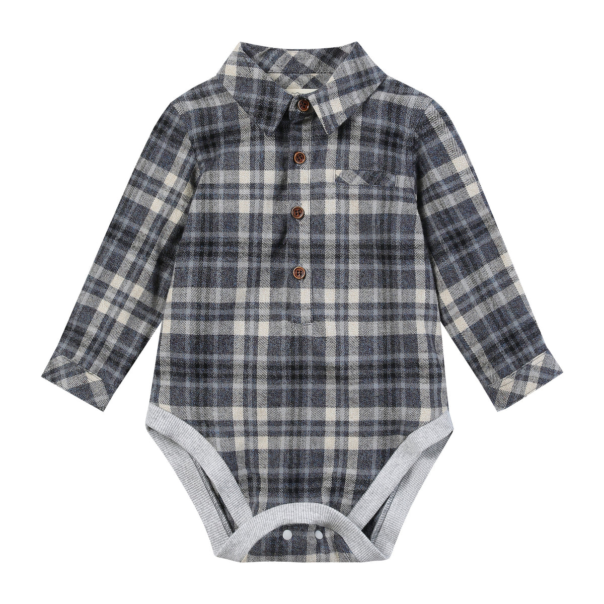 Woven Onesie and Shirt, Blue/Beige Brushed Cotton Plaid