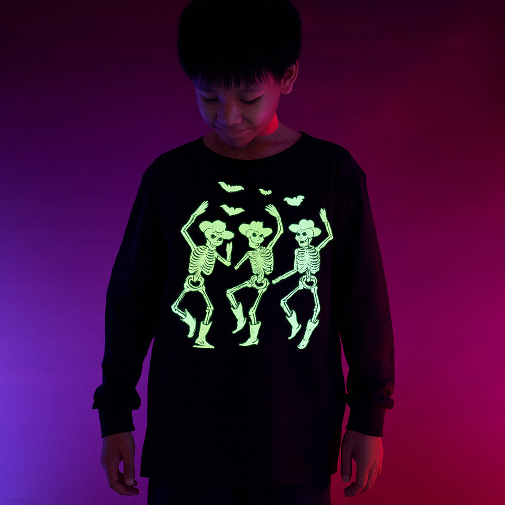 CHEROKEE Printed Tee, Dancing Cowboy Skeleton