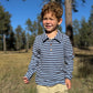 BUGGLE Cosy Fabric Polo, Blue/Navy Stripe