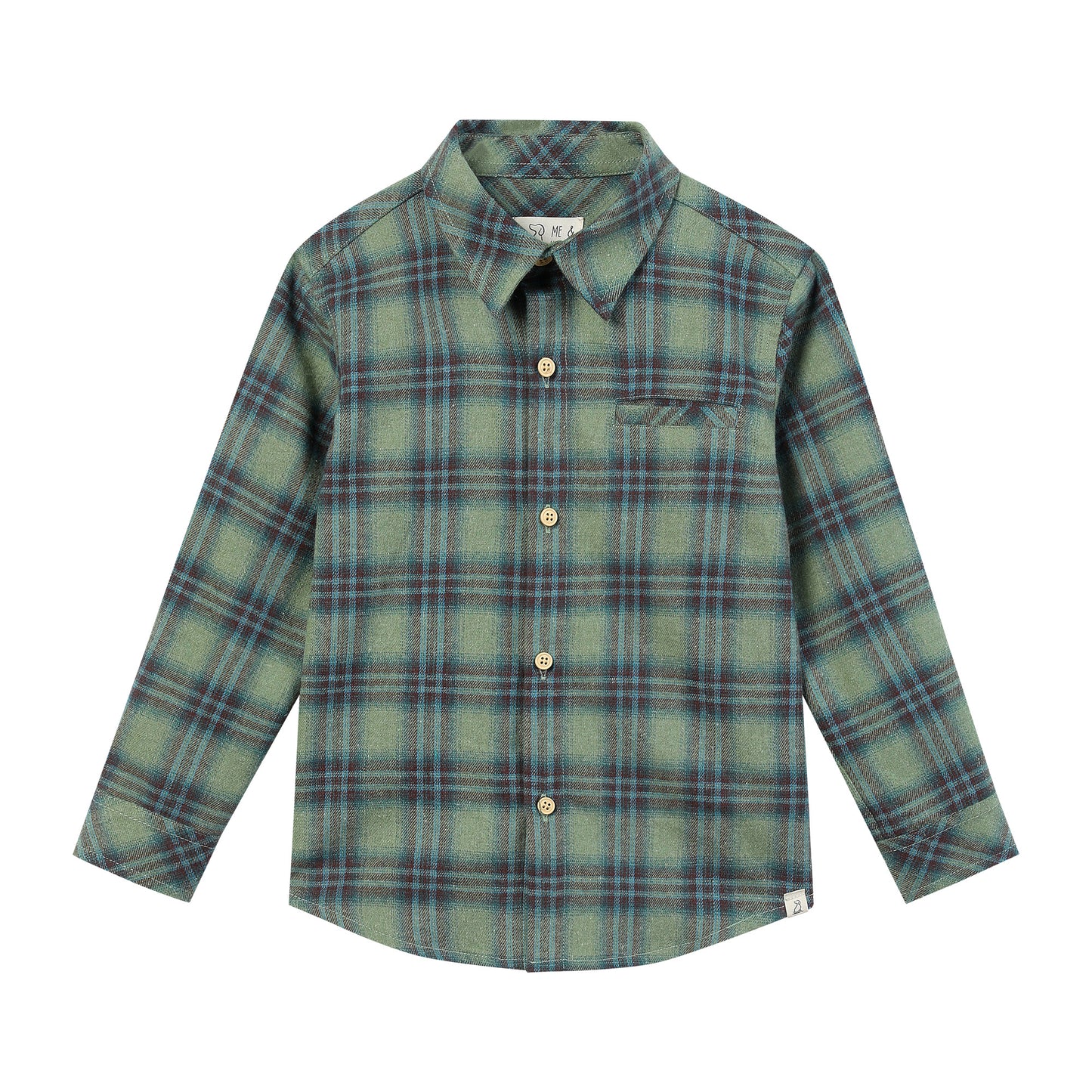 Woven Onesie and Shirt, Green/Teal Plaid