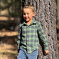 Woven Onesie and Shirt, Green/Teal Plaid