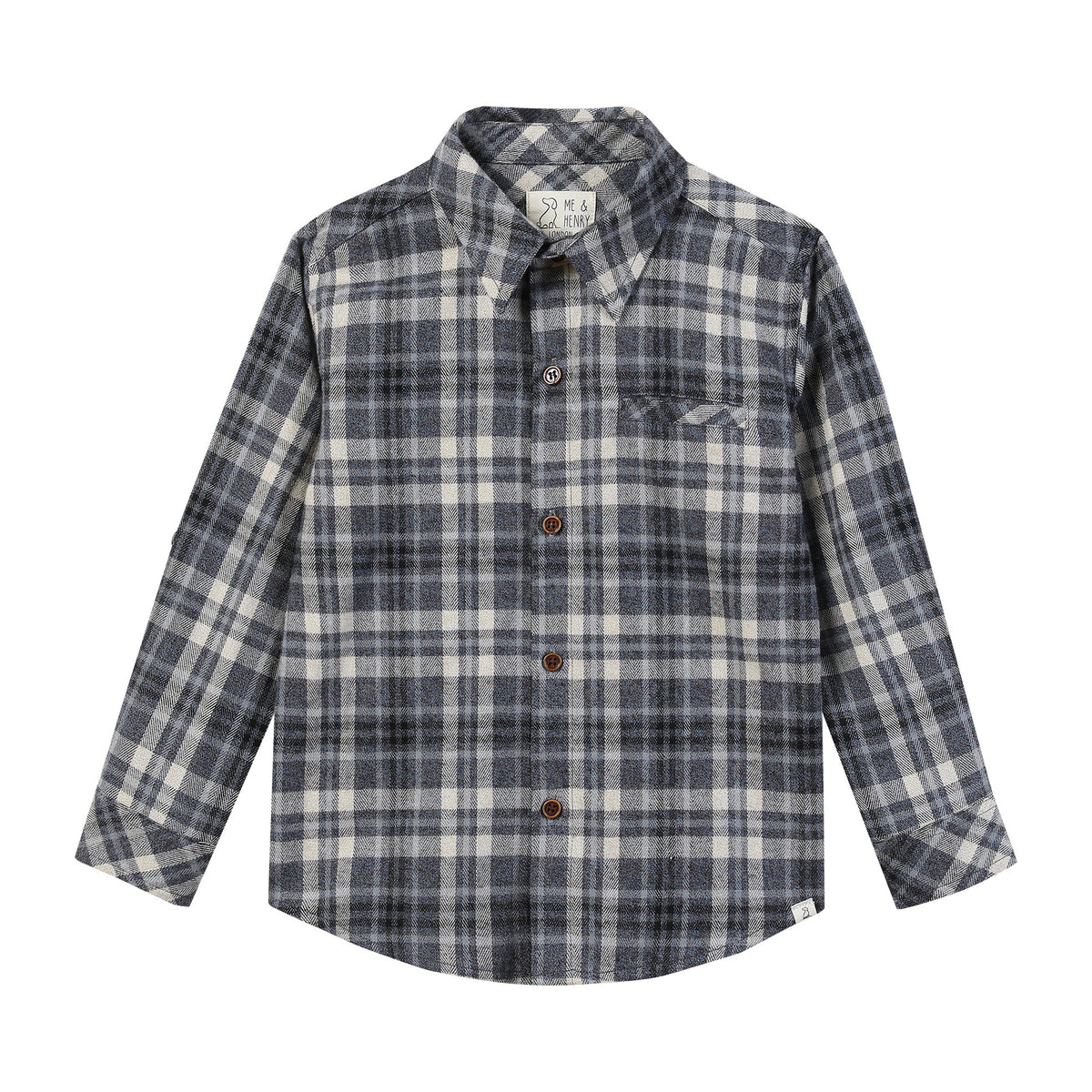 Woven Onesie and Shirt, Blue/Beige Brushed Cotton Plaid