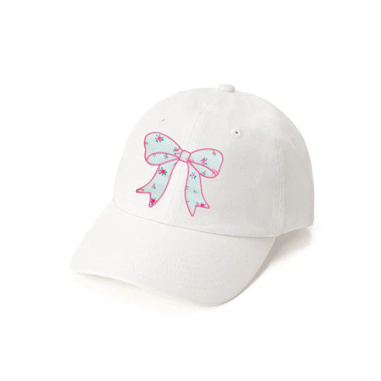 Sky Blue Floral Bow Patch Baseball Cap