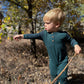 ESTILL Henley Romper, Green/Navy Stripe