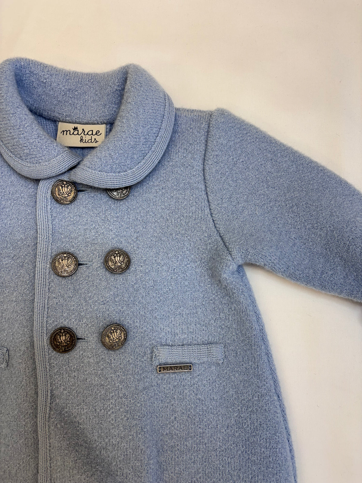 Double Button Baby Coat, Lt. Blue