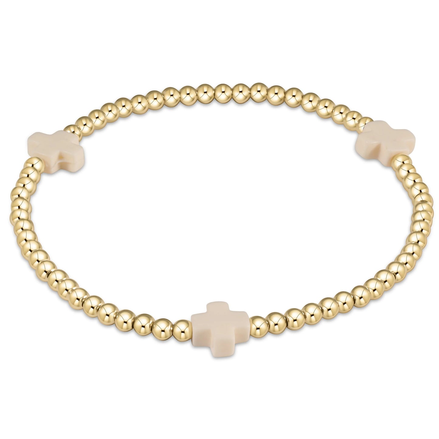 Extends Signature Cross 3mm Gold Bracelet - Off-White